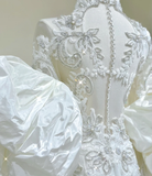 Luxury Mermaid High Neckline Long Sleeves Lace White Wedding Dresses Brides Dress HZ1214