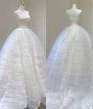 Unique Ball Gown Sweetheart Satin Wedding Dresses White Brides Dress HZ1214