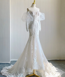 Classy Elegant Mermaid Sweetheart White Lace Wedding Dresses Brides Dress HZ1214