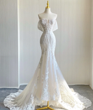 Classy Elegant Mermaid Sweetheart White Lace Wedding Dresses Brides Dress HZ1214