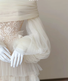 Timeless Ball Gown Off The Shoulder Long Sleeves Tulle Wedding Dresses Brides Dress HZ1214
