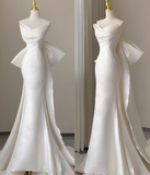 Classy Elegant Mermaid Sweetheart White Satin Wedding Dresses Brides Dress HZ1214