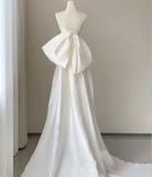 Classy Elegant Mermaid Sweetheart White Satin Wedding Dresses Brides Dress HZ1214