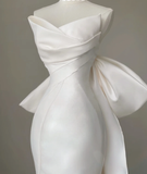 Classy Elegant Mermaid Sweetheart White Satin Wedding Dresses Brides Dress HZ1214