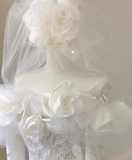 Classy Elegant Mermaid Off The Shoulder White Long Sleeves Flowers Wedding Dresses Brides Dress HZ1214