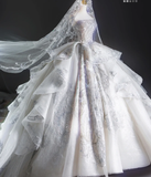 Timeless Ball Gown Strapless Sequin White Long Wedding Dresses Brides Dress HZ1214