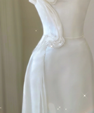 Classy Elegant Mermaid One Shoulder White Long Satin Wedding Dresses Brides Dress HZ1214