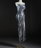 Pretty Mermaid Strapless Sleeveless Sequin Long Silver Prom Dresses Simple Evening Dresses HZ1214