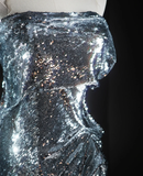 Pretty Mermaid Strapless Sleeveless Sequin Long Silver Prom Dresses Simple Evening Dresses HZ1214