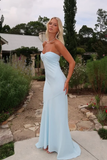 Classy Baby Blue Strapless Sweetheart Summer Prom Dress Graduation Dress HZ1214