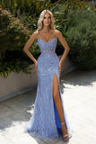 Classy Long Sweetheart Sleeveless Split Front Mermaid Prom Dress With Beading HZ1214