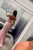 Pink Off-the-Shoulder Long Mermaid Prom Dress with Slit Graduation Dress HZ1214