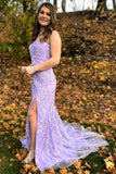 Pretty Strapless Prom Dress Mermaid Lace Long Evening Dress with Split Graduation Dress HZ1214