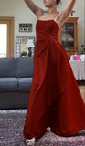 Classy Fuchsia Spaghetti Straps Satin A-Line Beaded Long Prom Dress Bridesmaid Dresses Long formal Dress HZ1214