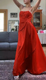 Classy Fuchsia Spaghetti Straps Satin A-Line Beaded Long Prom Dress Bridesmaid Dresses Long formal Dress HZ1214