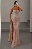 Classy Classic Strapless Sleeveless Mermaid Evening Gowns With Split Sequins Long formal Dress HZ1214