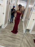 Classy Elegant Sheath Spaghetti Straps Burgundy Slit Sequin Prom Dresses Long Evening Dress Long Formal Dress HZ1214