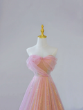 Gorgeous A Line Sweetheart Sleeveless Sequin Pink Long Prom Dresses Graduation Dresses HZ1214