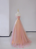 Gorgeous A Line Sweetheart Sleeveless Sequin Pink Long Prom Dresses Graduation Dresses HZ1214