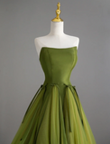 Classy Ball Gown Strapless Green Tulle Prom Dresses Birthday Dresses Dance Party Dress Graduation Prom Dresses HZ1214