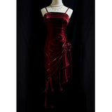 Pretty Charming Mermaid High Low Satin Straps Party Dress Vintage Style Prom Dress Graduation Dress HZ1214