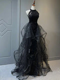 Sparkling Sequined with Crystals Sequin Ruffles Long Prom Dress Graduation Formal Dresses HZ1214