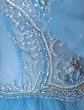 Pretty Ball Gown Strapless Blue Tulle l Sleeveless Long Prom Dresses Evening Dresses HZ1214