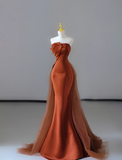 Gorgeous Mermaid Strapless Satin Sleeveless Long Prom Dresses Graduation Dresses HZ1214