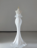 Dreamy Mermaid Sweetheart Long Satin Wedding Dresses Summer Brides Dress HZ1214