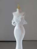 Dreamy Mermaid Sweetheart Long Satin Wedding Dresses Summer Brides Dress HZ1214