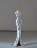 Gorgeous Mermaid Strapless Sequin Sleeveless Long Prom Dresses Graduation Dresses HZ1214