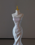 Gorgeous Mermaid Strapless Sequin Sleeveless Long Prom Dresses Graduation Dresses HZ1214