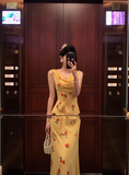 Cute Mermaid Yellow Chiffon Sleeveless 18th Birthday Dress Party Gown Birthday Outfits For Women HZ1214