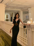 Cute Mermaid V Neckline Black Sleeveless 18th Birthday Dress Party Gown Birthday Outfits Birthday Dress Ideas For Women HZ1214