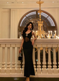 Cute Mermaid V Neckline Black Sleeveless 18th Birthday Dress Party Gown Birthday Outfits Birthday Dress Ideas For Women HZ1214