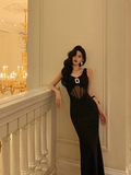 Cute Mermaid V Neckline Black Sleeveless 18th Birthday Dress Party Gown Birthday Outfits Birthday Dress Ideas For Women HZ1214
