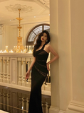 Elegant Sheath One Shoulder Black Sleeveless 18th Birthday Dress Party Gown Birthday Outfits Birthday Dress Ideas For Women HZ1214