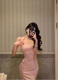 Elegant Sheath Halter Pink Satin Sleeveless 21st Birthday Dress Party Gown Birthday Outfits Birthday Dress Ideas For Women HZ1214