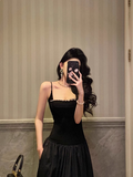 Elegant A line Spaghetti Straps Black Sleeveless 21st Birthday Dress Party Gown Birthday Outfits Birthday Dress Ideas For Women HZ1214