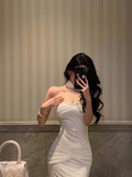 Cute Mermaid Sweetheart White Sleeveless 18th Birthday Dress Party Gown Birthday Outfits For Women HZ1214