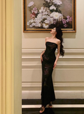 Classy Mermaid Strapless Black 18th Birthday Dress Party Gown 21st Birthday Outfits Birthday Dress Ideas For Women HZ1214