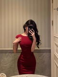 Elegant Mermaid Burgundy 18th Birthday Dress Party Gown Birthday Outfits Birthday Dress Ideas For Women HZ1214