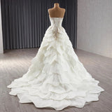 Luxury Ball Gown Wedding Dresses Sleeveless Strapless Sequin Wedding Dress With Train HZ1214