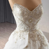 Luxury Ball Gown Wedding Dresses Sleeveless Strapless Sequin Wedding Dress With Train HZ1214