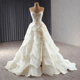 Luxury Ball Gown Wedding Dresses Sleeveless Strapless Sequin Wedding Dress With Train HZ1214