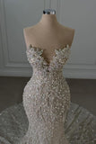 Luxury Sweetheart Sleeveless Beaded Lace Mermaid Wedding Dress HZ1214