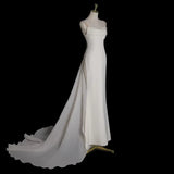 Simple White Mermaid Straps Pearls Wedding Dress Summer Wedding Dress HZ1214