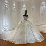 Chic Bridal Gown Wedding Dress Luxury Off The Shoulder Straps Lace Appliques Bridal Gowns HZ1214