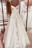 Chic Bridal Gown Elegant Italian Noodle Strap A-Line Lace Wedding Bridal Dress Bridal Gowns HZ1214