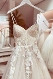 Chic Bridal Gown Elegant Italian Noodle Strap A-Line Lace Wedding Bridal Dress Bridal Gowns HZ1214